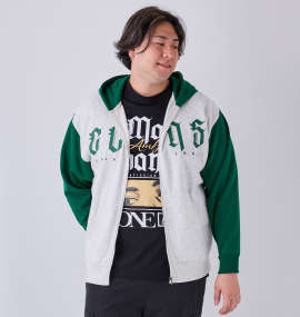 大きいサイズ メンズ COLLINS (コリンズ) 裏起毛配色フルジップパーカー+半袖Tシャツ