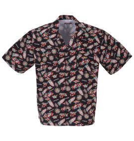 大きいサイズ メンズ Coleman (コールマン) ブロード総柄プリントオープンカラー半袖シャツ