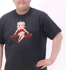 大きいサイズ メンズ BETTY BOOP (ベティ ブープ) サガラ刺繍半袖Tシャツ