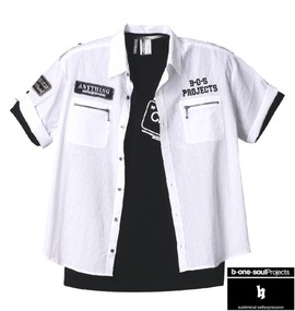 大きいサイズ メンズ b-one-soul (ビーワンソウル) シャツ:半袖+VTシャツ:半袖
