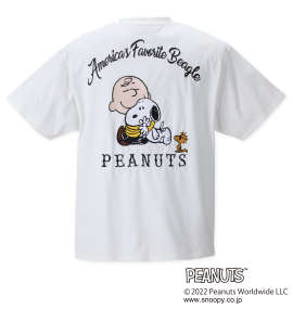 大きいサイズ メンズ FLAGSTAFF×PEANUTS スヌーピーコラボ半袖Tシャツ