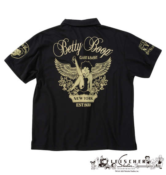 BETTY BOOP 鹿の子刺繍&プリント半袖ポロシャツ